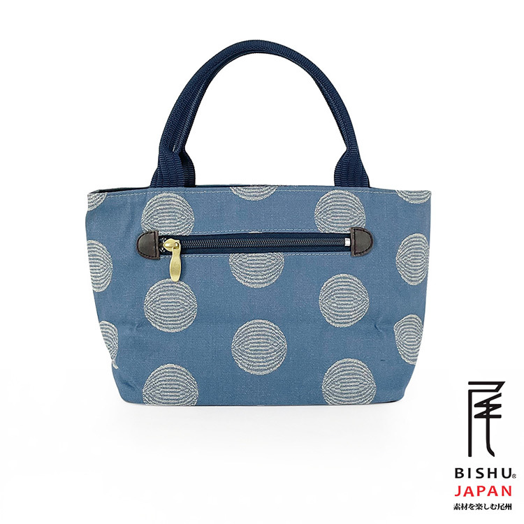 日本製-尾州織 和風圓點金蔥類丹寧手提包