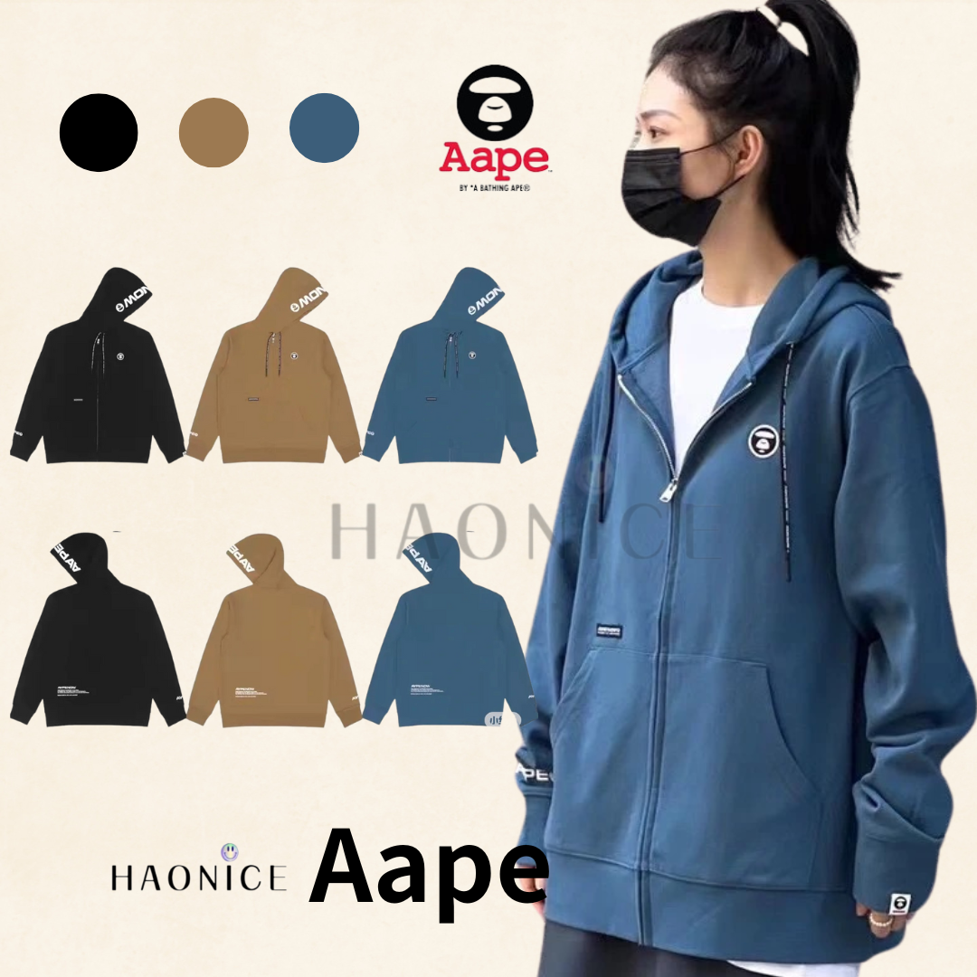 【HAO NICE】秋冬首選❄️日系潮牌Aape🦍 徽章logo外套 大字母連帽拉鍊外套 超級背殺
