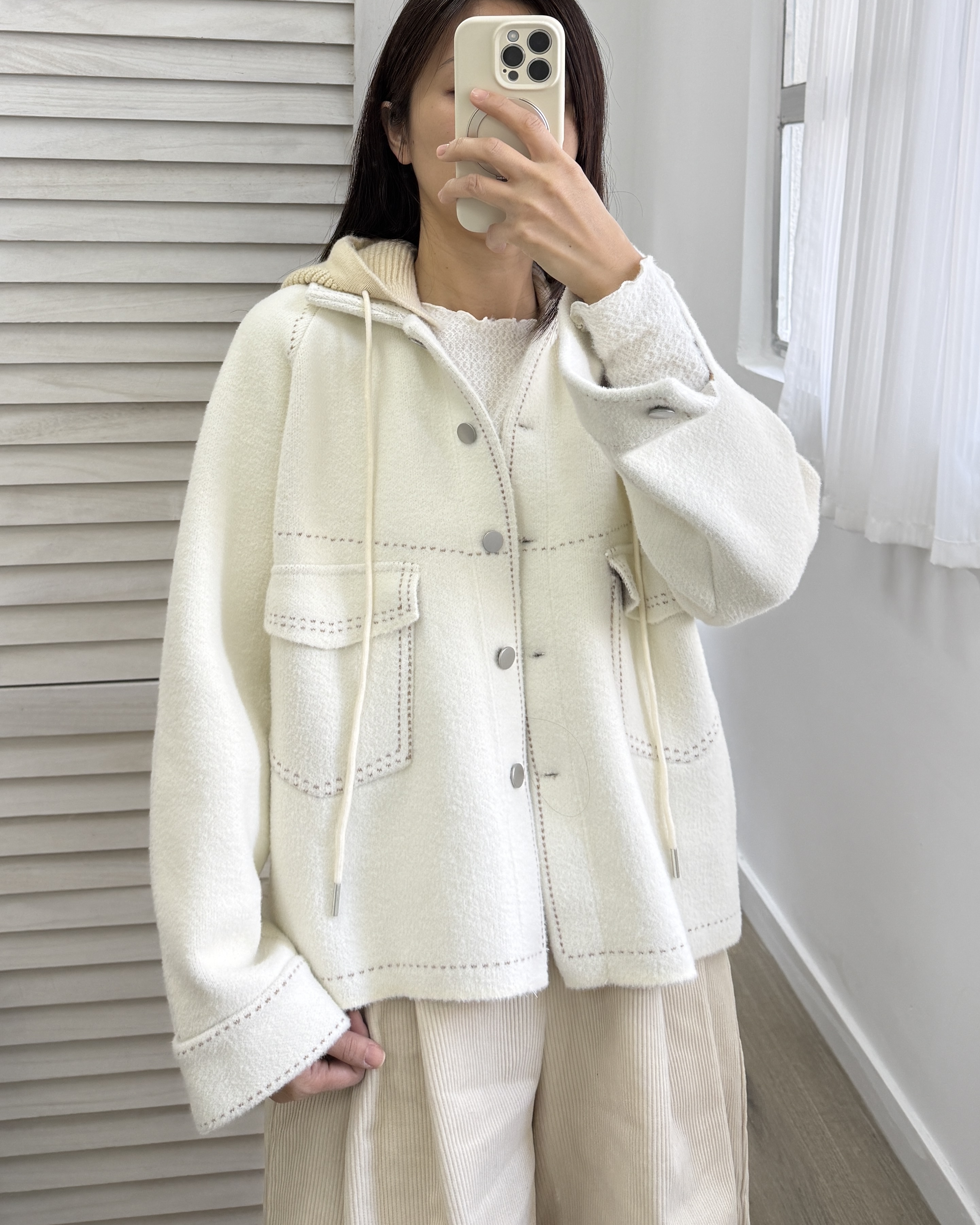 【 現貨 】有帽秋冬絨面外套