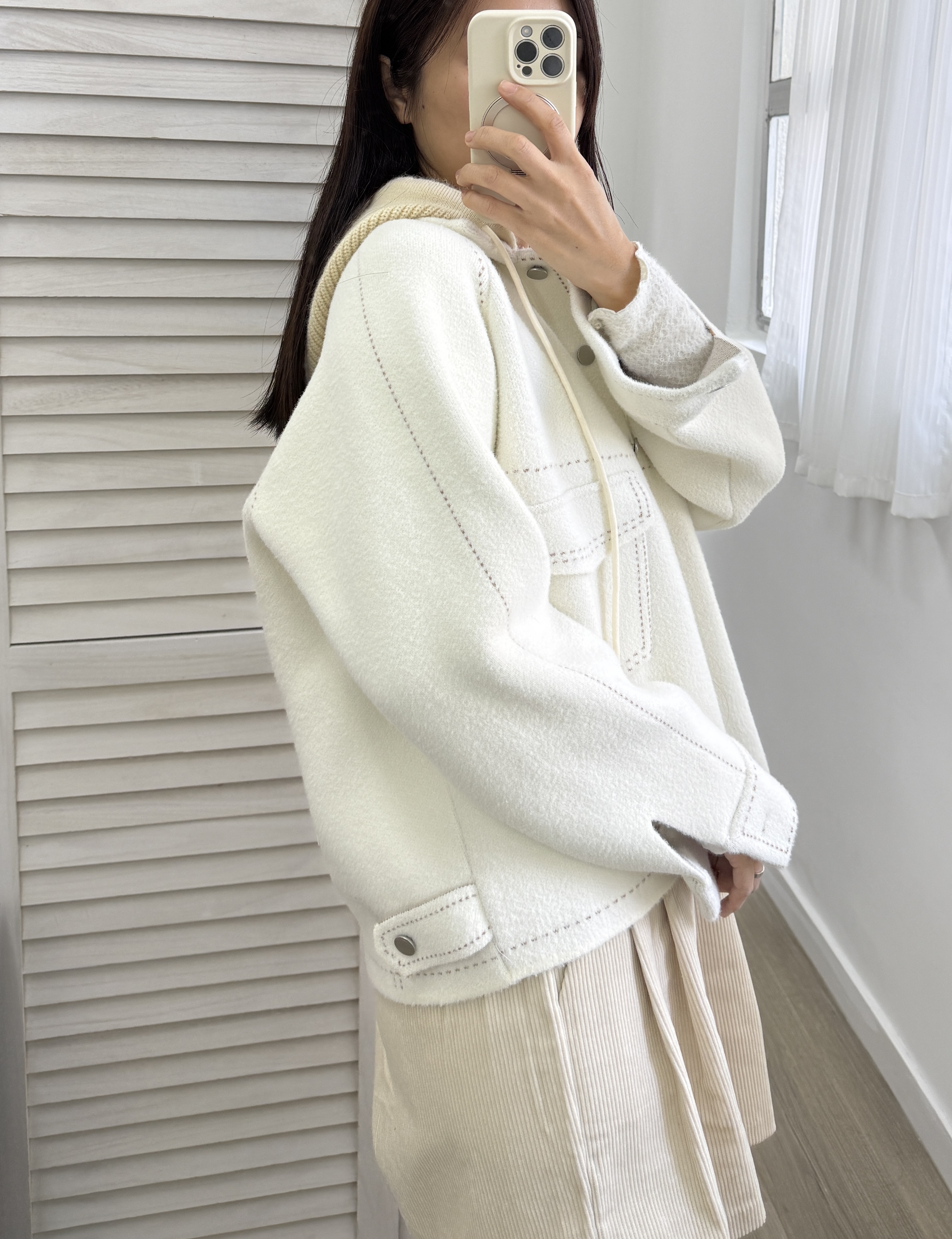 【 現貨 】有帽秋冬絨面外套