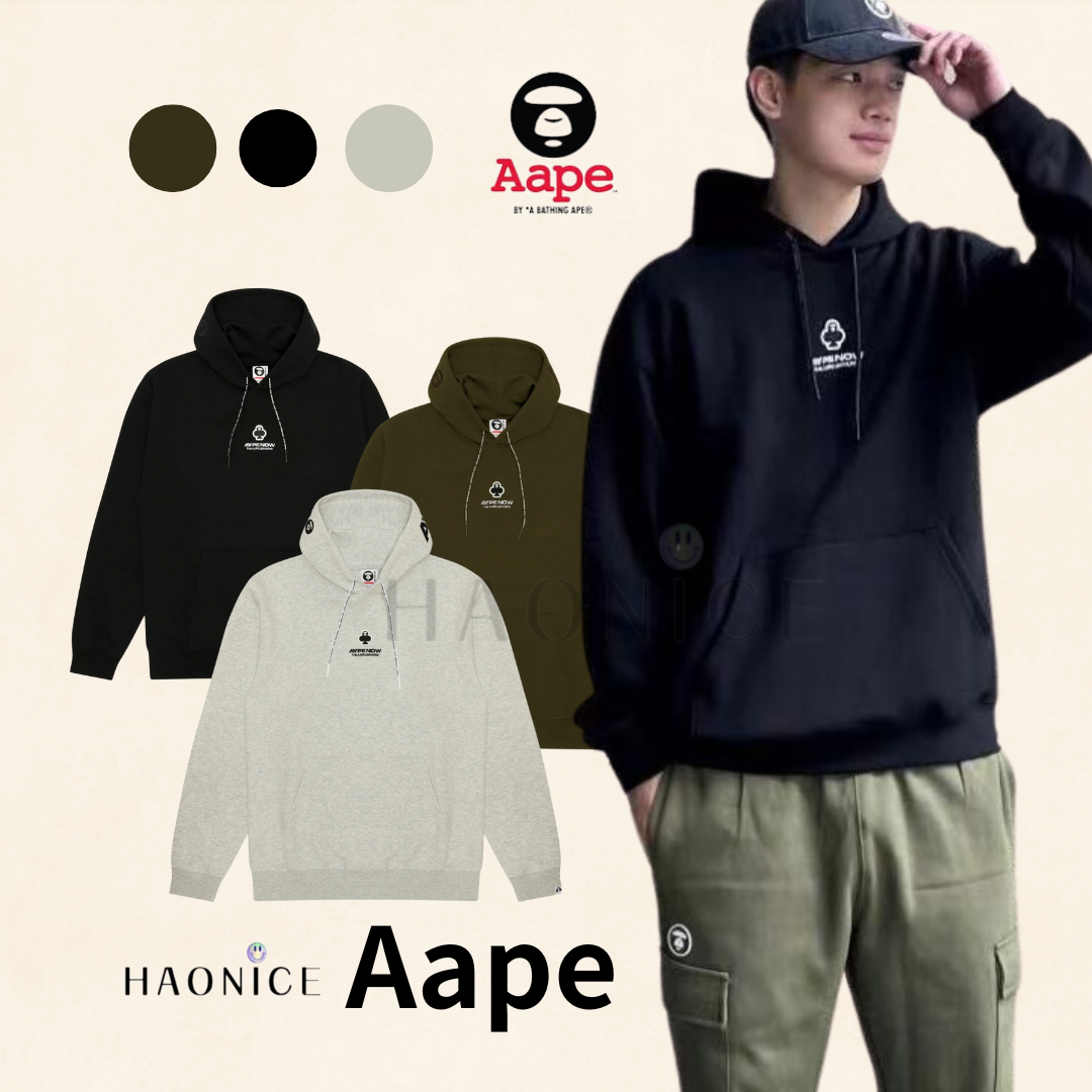 【HAO NICE 】香港經銷商🇭🇰 日本潮流AAPE 24FW 秋冬爆款 素色搭配梅花小標 細節🈵🈵 長袖 帽T