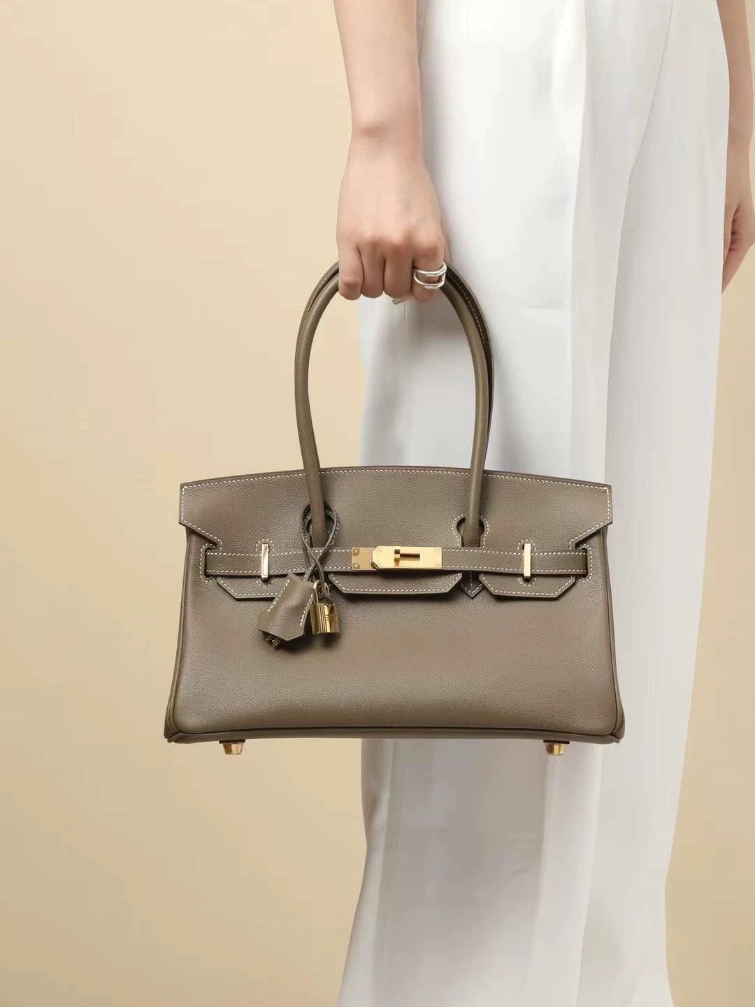 新橫款鉑金包腋下手提單肩女包