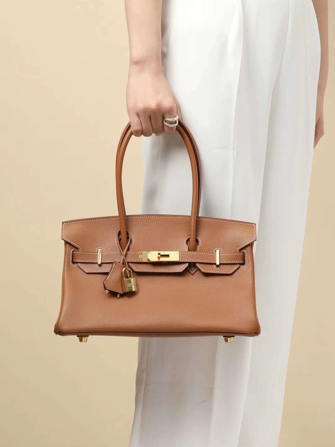 新橫款鉑金包腋下手提單肩女包