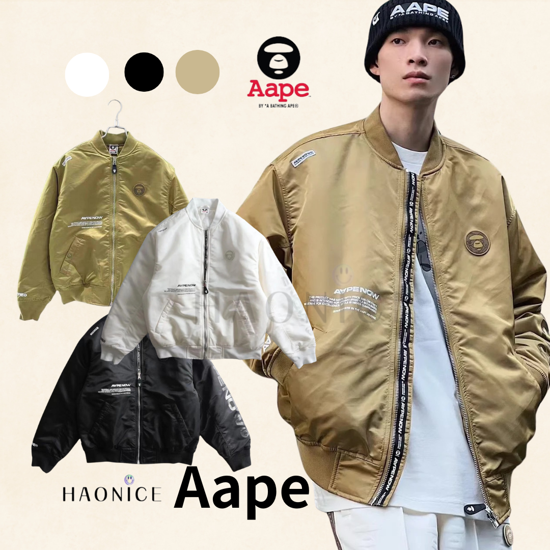 【HAO NICE 】香港經銷商🇭🇰 日本潮流 Aape 23FW 秋冬爆款經典猿人頭 簡易字母設計長袖 MA-1 空軍外套