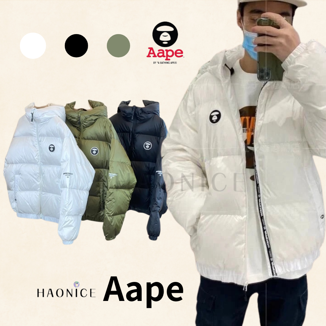【HAO NICE 】香港經銷商🇭🇰100%正品 日本潮流AAPE 最新款 24SS秋冬爆款 超經典猿人頭素色長袖 羽絨外套