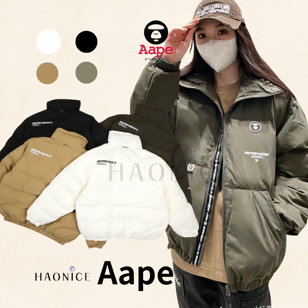 【HAO NICE】秋冬首選❄️日系潮牌Aape🦍 經典logo厚板羽絨外套 防寒係數高 簡約設計