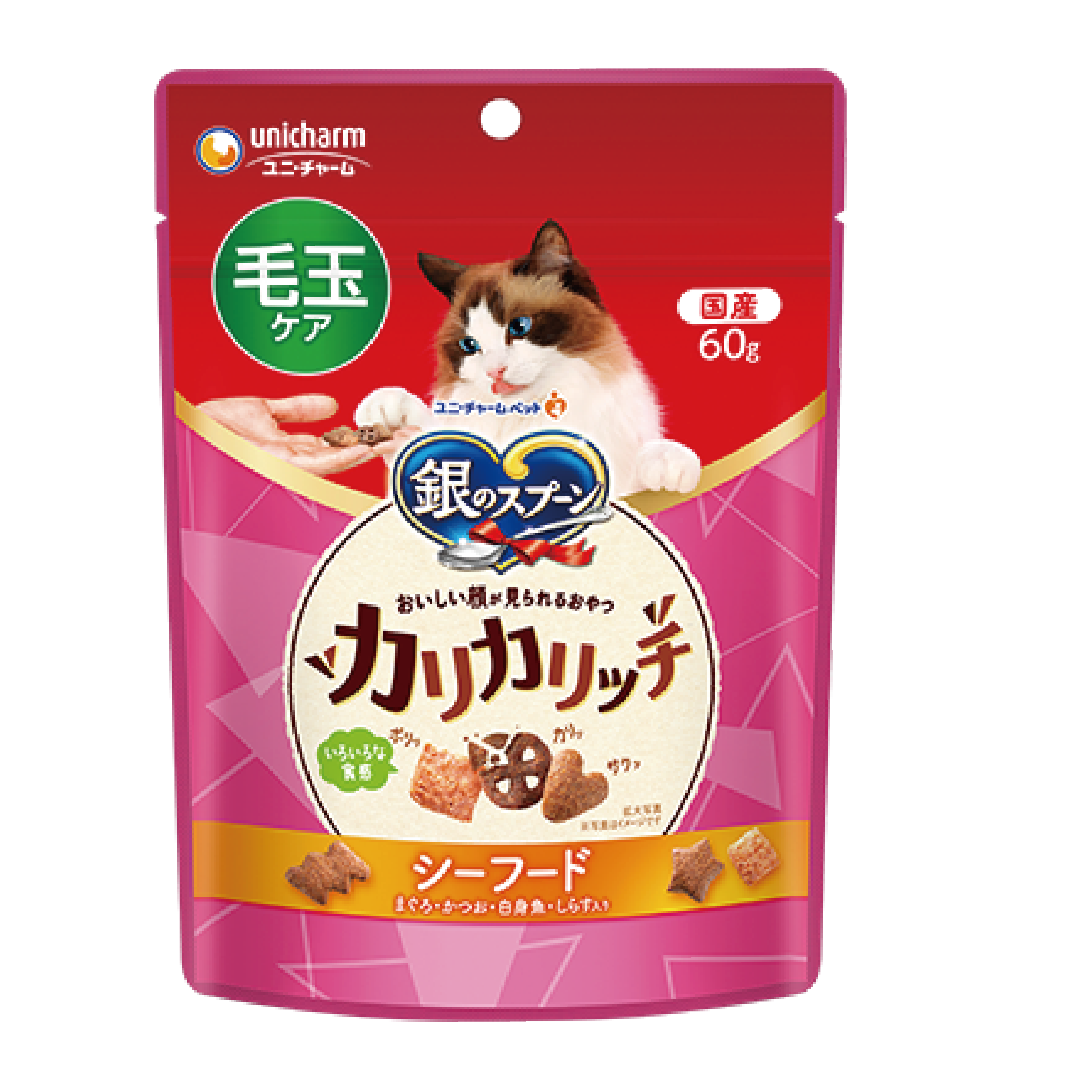 Unicharm 毛球謢理雜錦海鮮 貓餅乾 60g (UIC-4558)