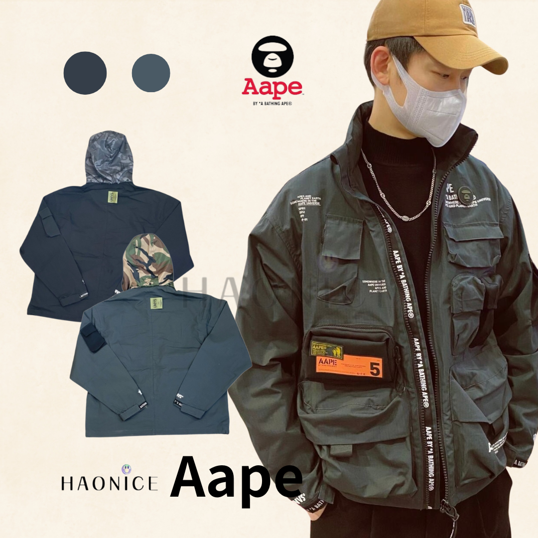 【HAO NICE 】香港經銷商🇭🇰100%正品 日本潮流AAPE 23SS 春夏爆款經典徽章logo 多機能口袋工裝風長袖 夾克外套