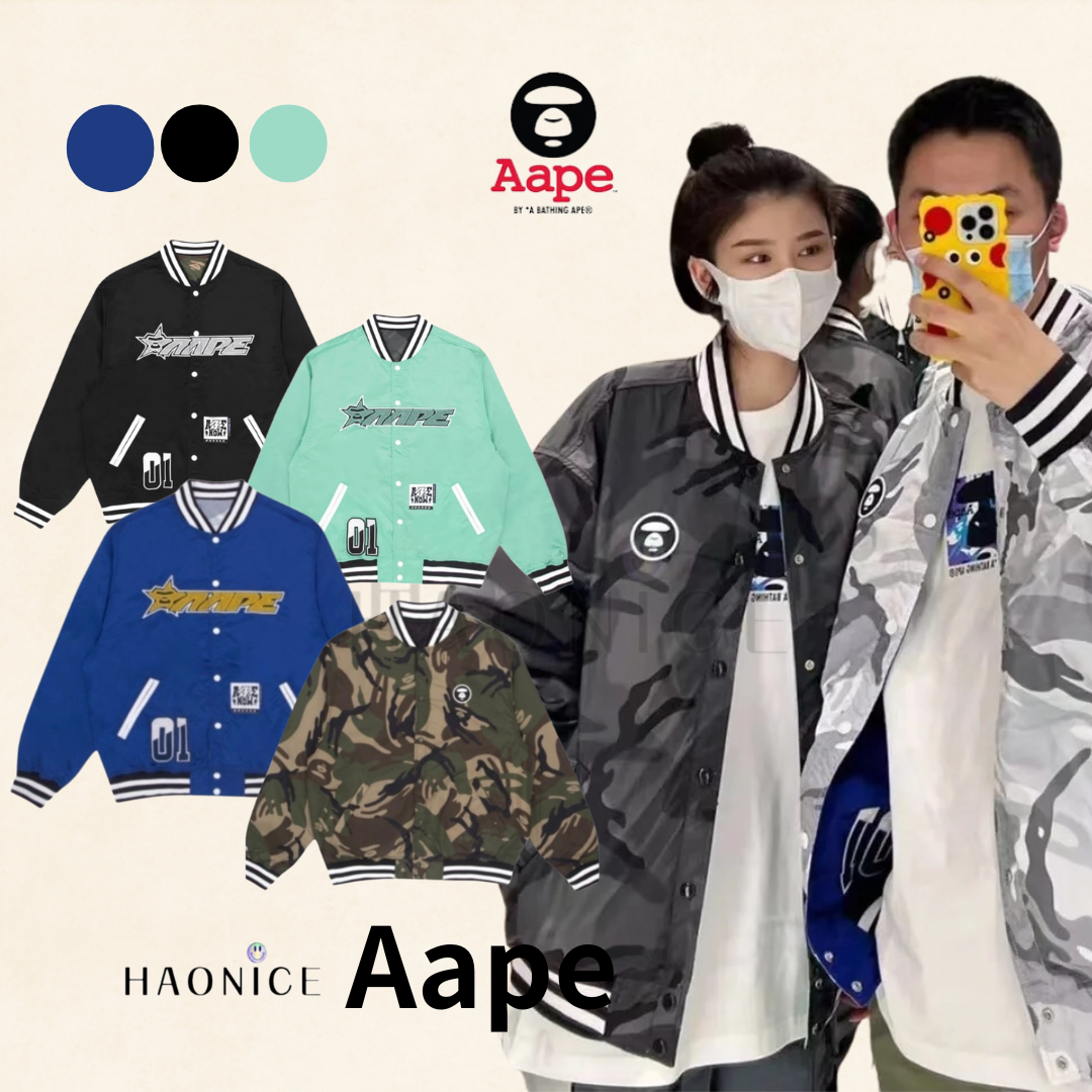 【HAO NICE 】香港經銷商🇭🇰100%正品 日本潮流 AAPE 23SS秋冬爆款 超經典猿人頭刺繡  迷彩雙面穿長袖 棒球外套🔥