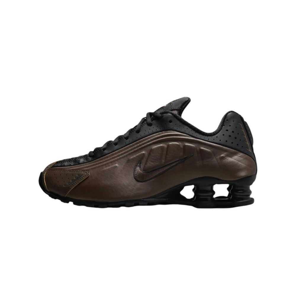W Nike Shox R4 Ironstone Off Noir 金屬棕黑 彈簧鞋 增高 復古 女鞋 AR3565-007