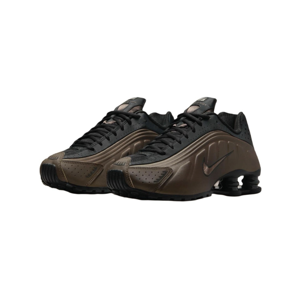 W Nike Shox R4 Ironstone Off Noir 金屬棕黑 彈簧鞋 增高 復古 女鞋 AR3565-007