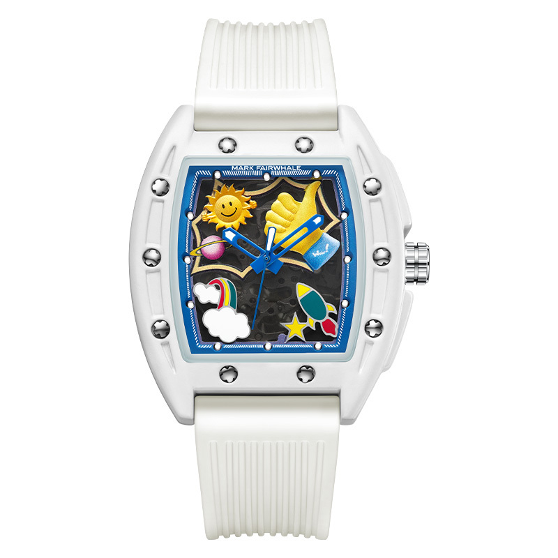 【Mark fairwhale 馬克菲爾】 FW-6930-P  活潑 可愛 鏤空 夜光 矽膠 機械 手錶 -