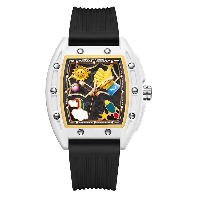 【Mark fairwhale 馬克菲爾】 FW-6930-P  活潑 可愛 鏤空 夜光 矽膠 機械 手錶 -