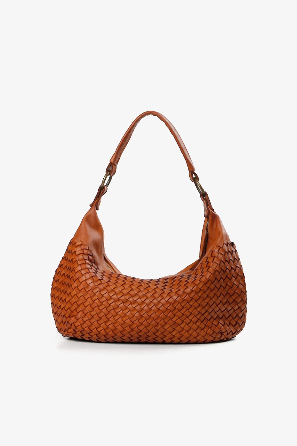 Vita 鞣革編織肩背包-棕色
