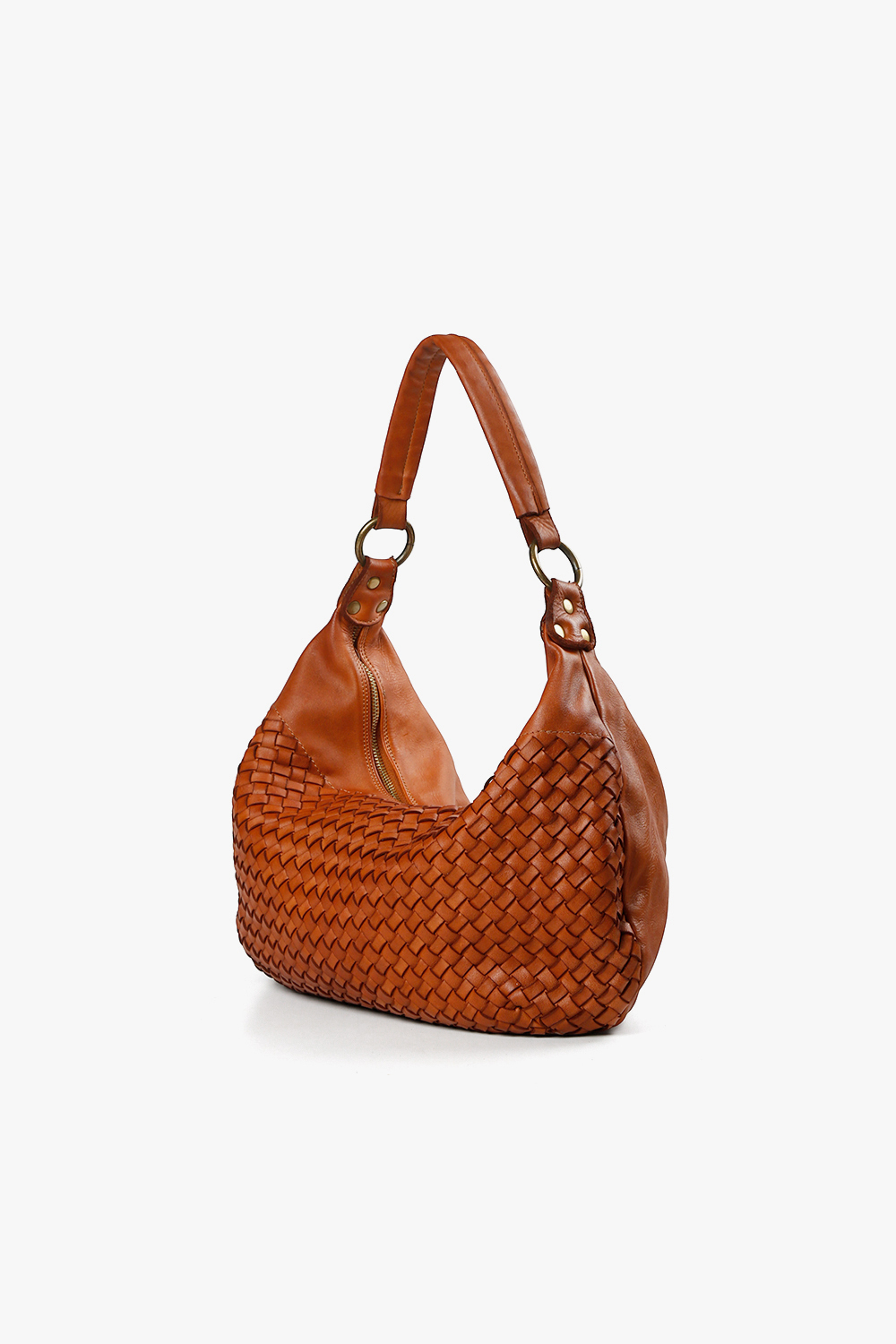 Vita 鞣革編織肩背包-棕色