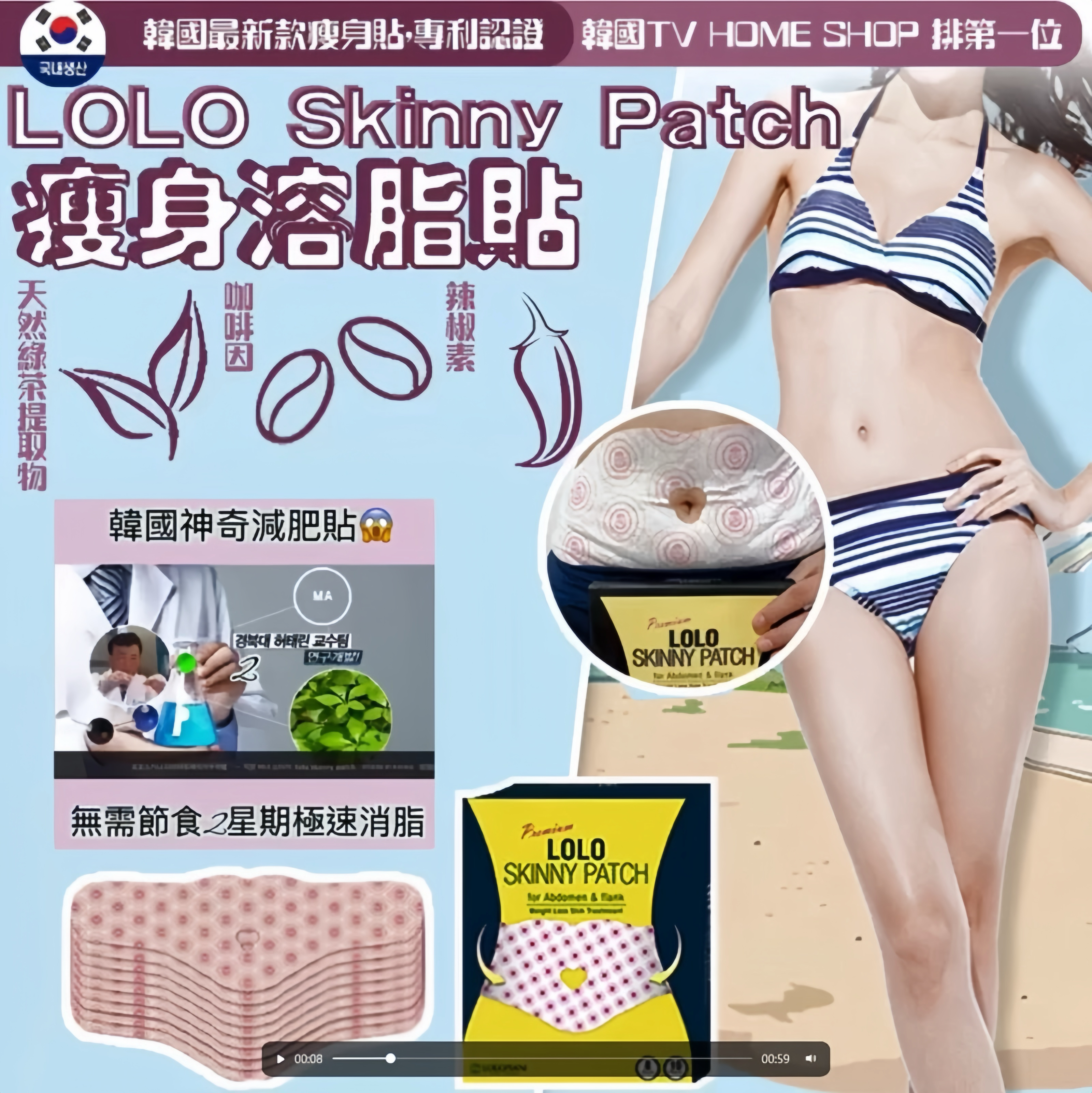 韓國LOLO Skinny Patch瘦身溶脂貼 一盒10貼