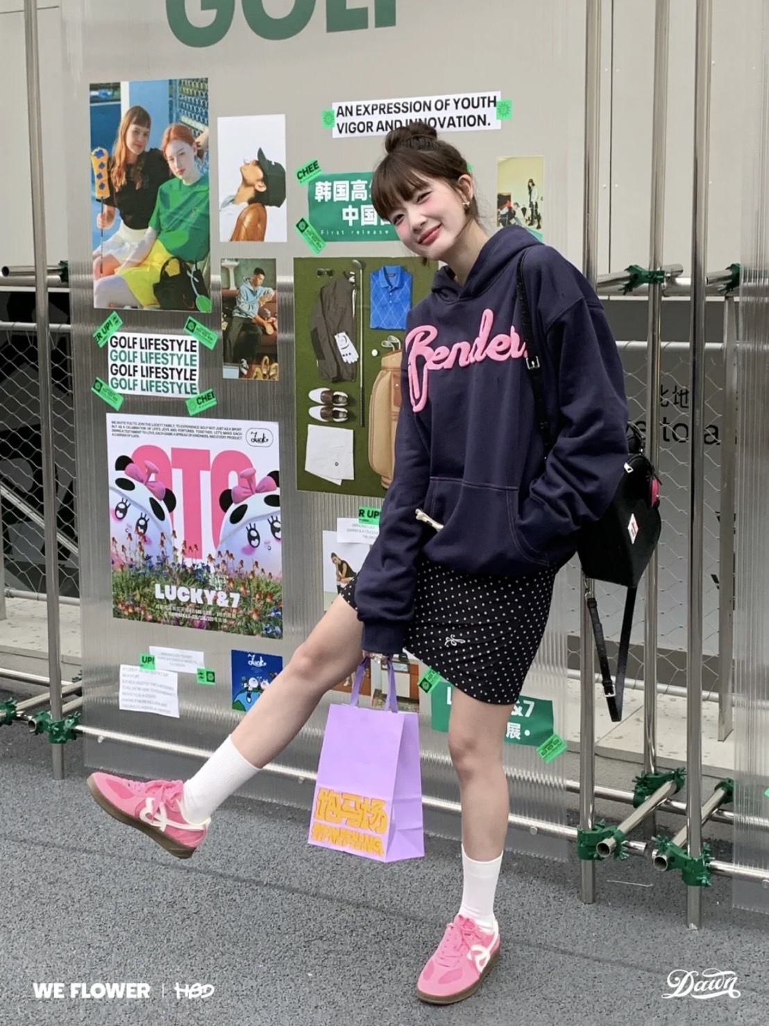 HBD × WE FLOWER 聯名小花鞋 反絨真皮 德訓鞋 粉