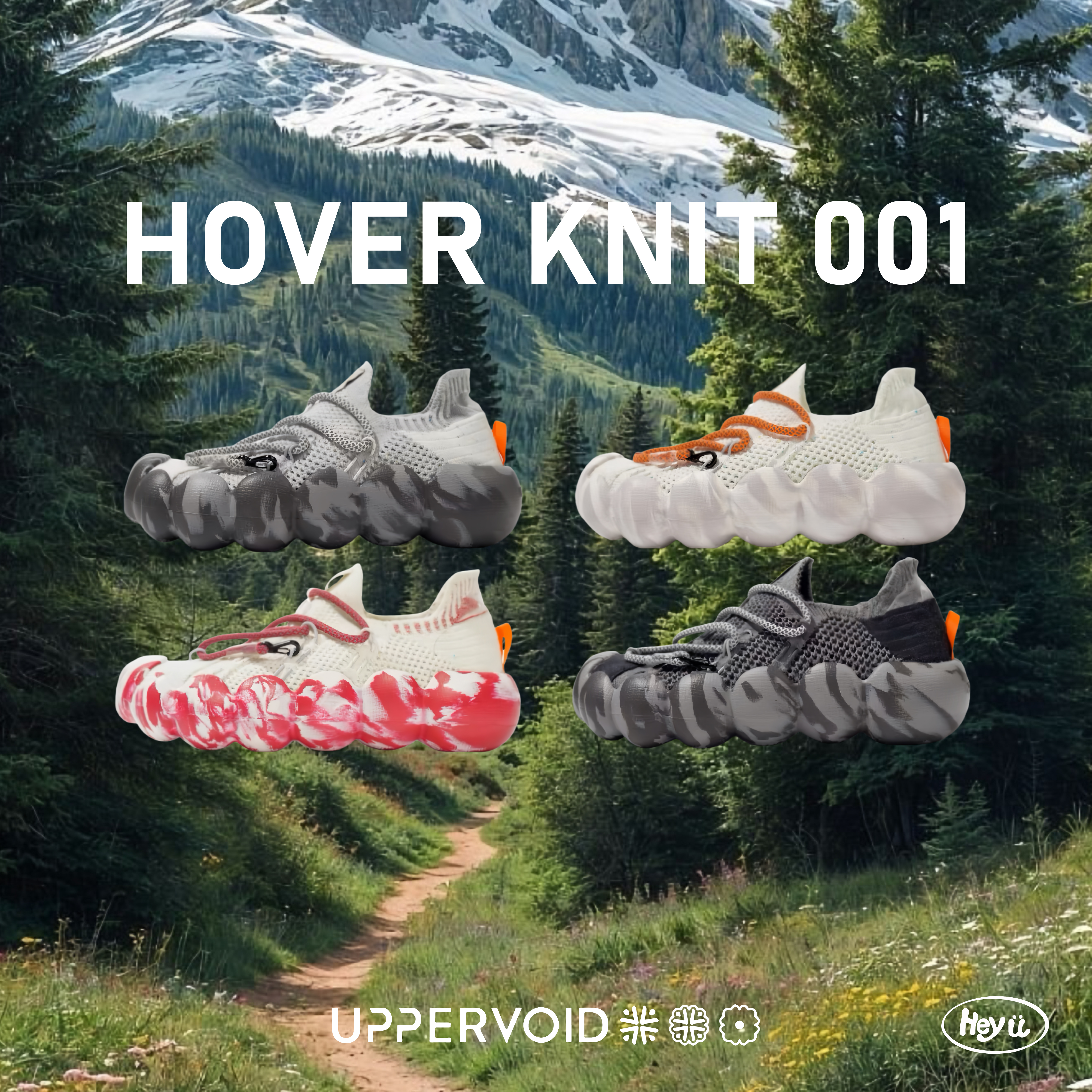 UPPERVOID HOCER KNIT 001 (羽灰/素白/礦黑/聖代紅)