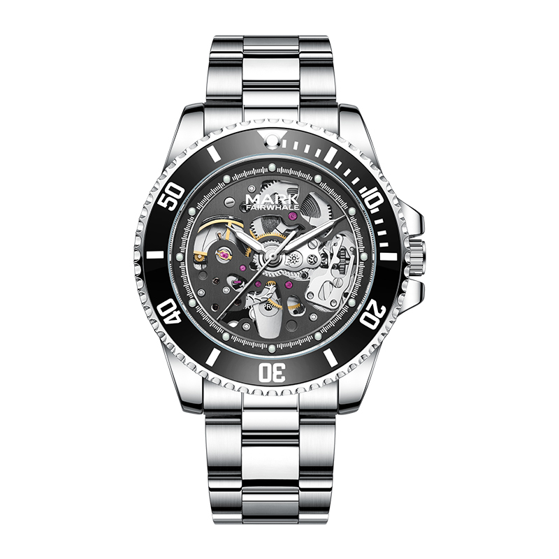 【Mark fairwhale 馬克菲爾】 FW-6920-S*  經典 簡約 鏤空 防水30米 夜光  機械錶