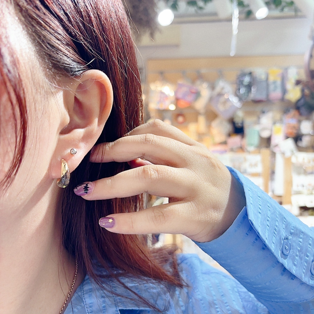 金屬透明感C形耳環