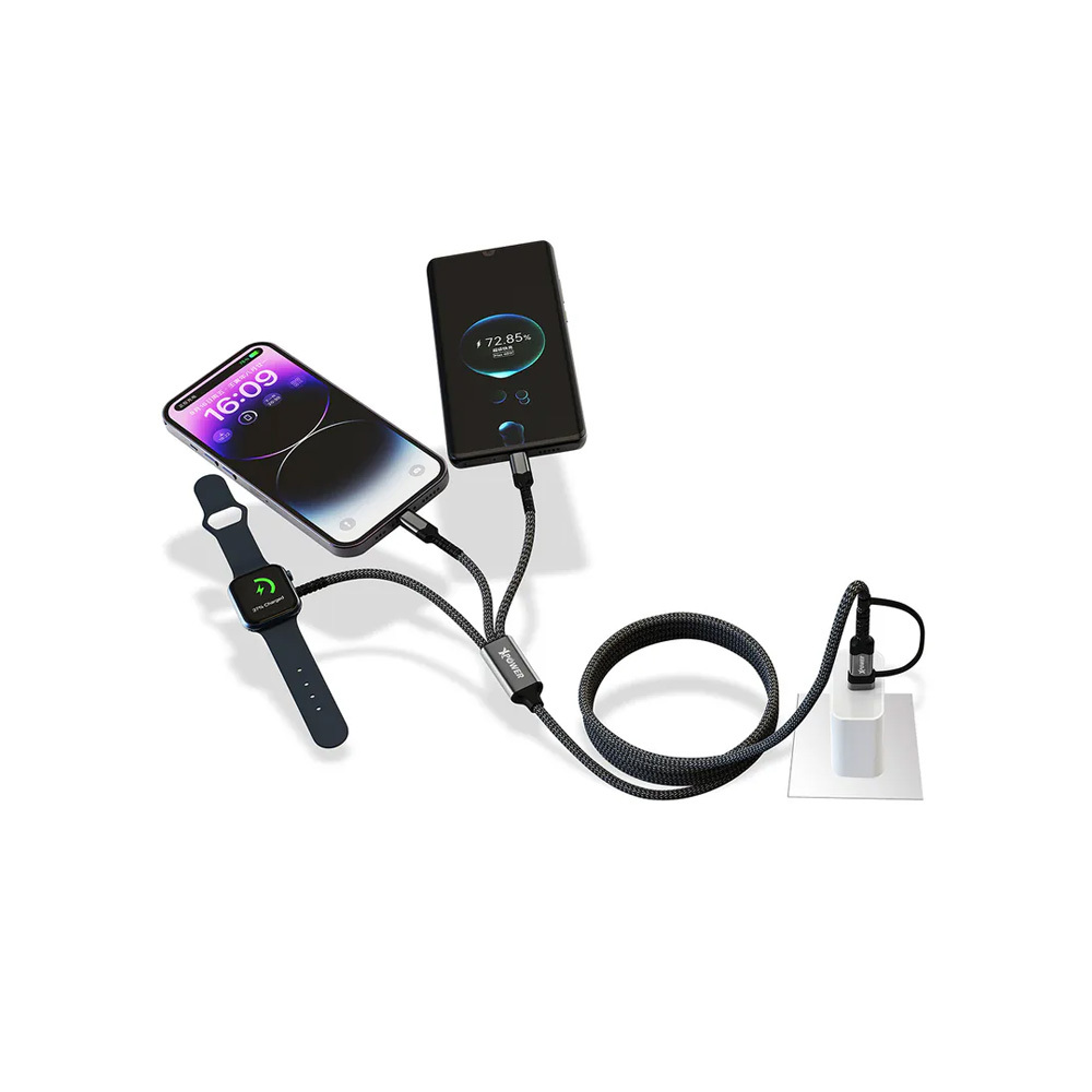 XPower 3X2W 6合1 2出3 60W PD3.0 鋁合金傳輸無線充電線