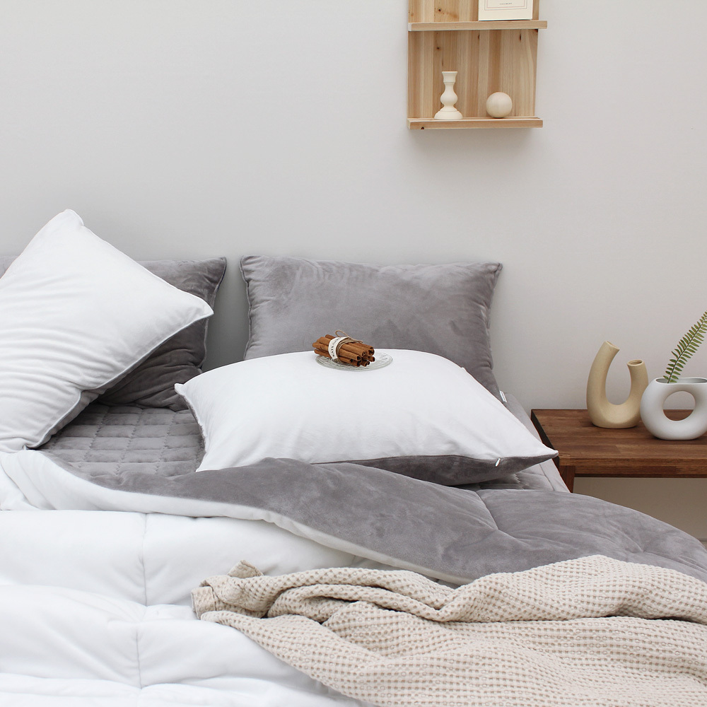 韓國棉被 素面大格縫線雙面吐司被(冬被系列)超細纖維