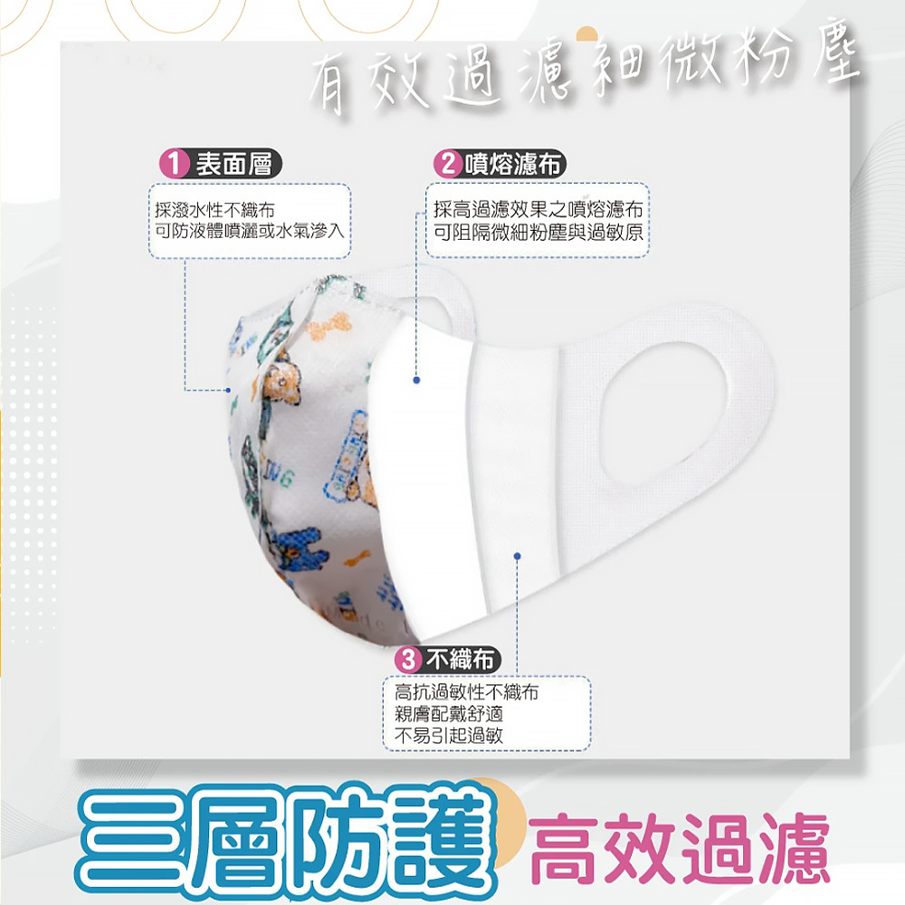 【淨新】幼幼立體(1-3歲)醫用口罩  耳掛式 (50入)