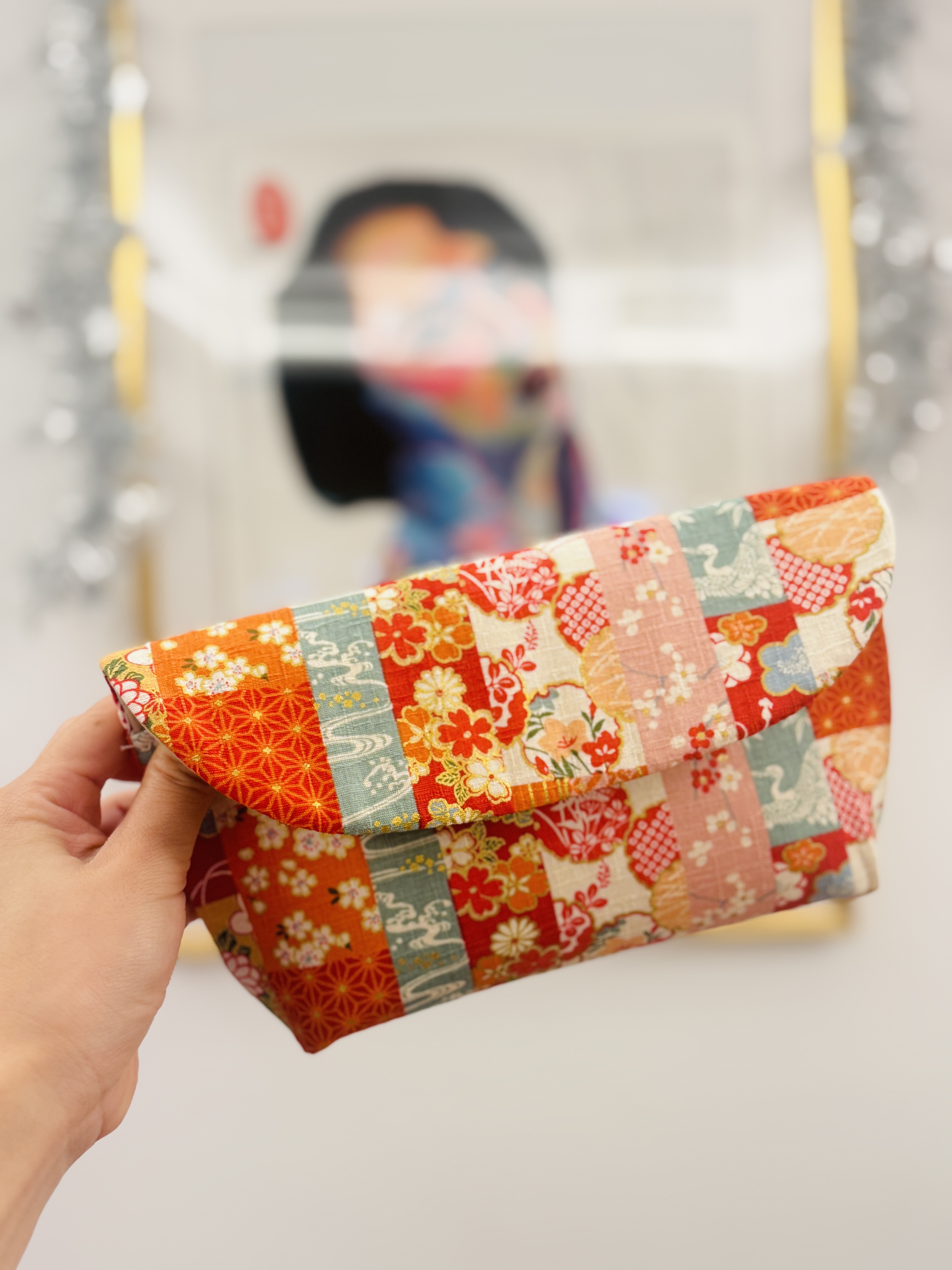 利是Pouch | 粉紅色和風布