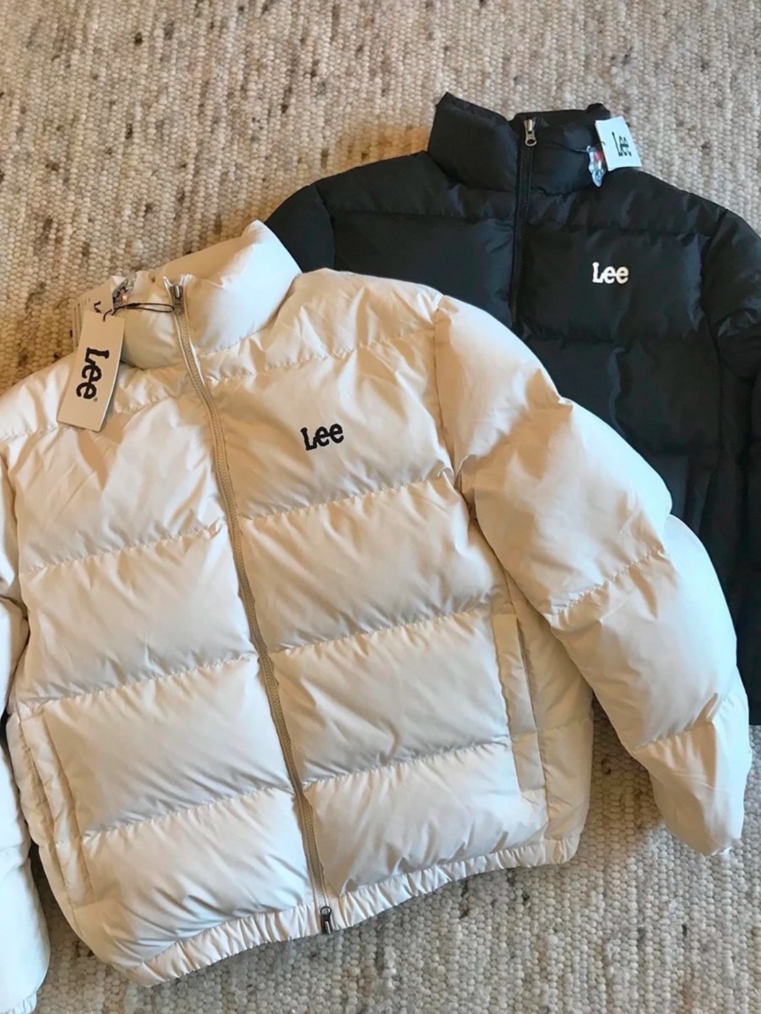 LEE 鴨絨羽絨麵包外套 黑 米白