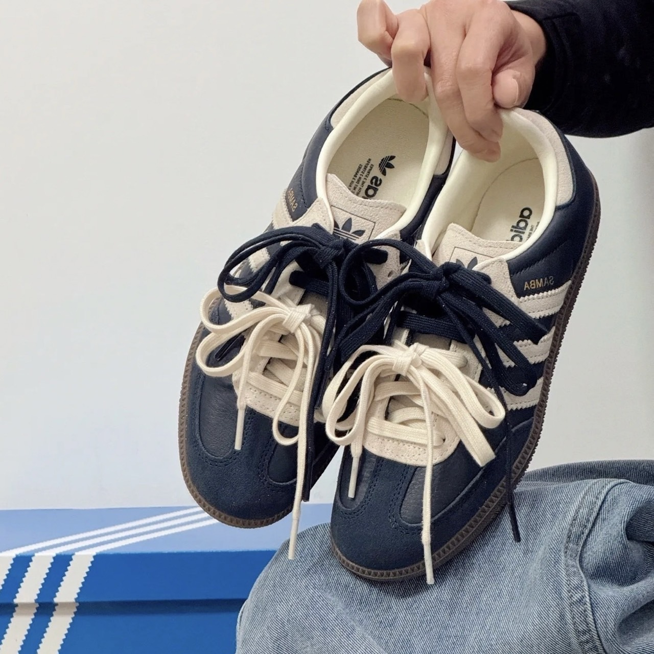 "代購" ADIDAS SAMBA OG 奶油海軍藍 麂皮 皮革 男女鞋 JI3217