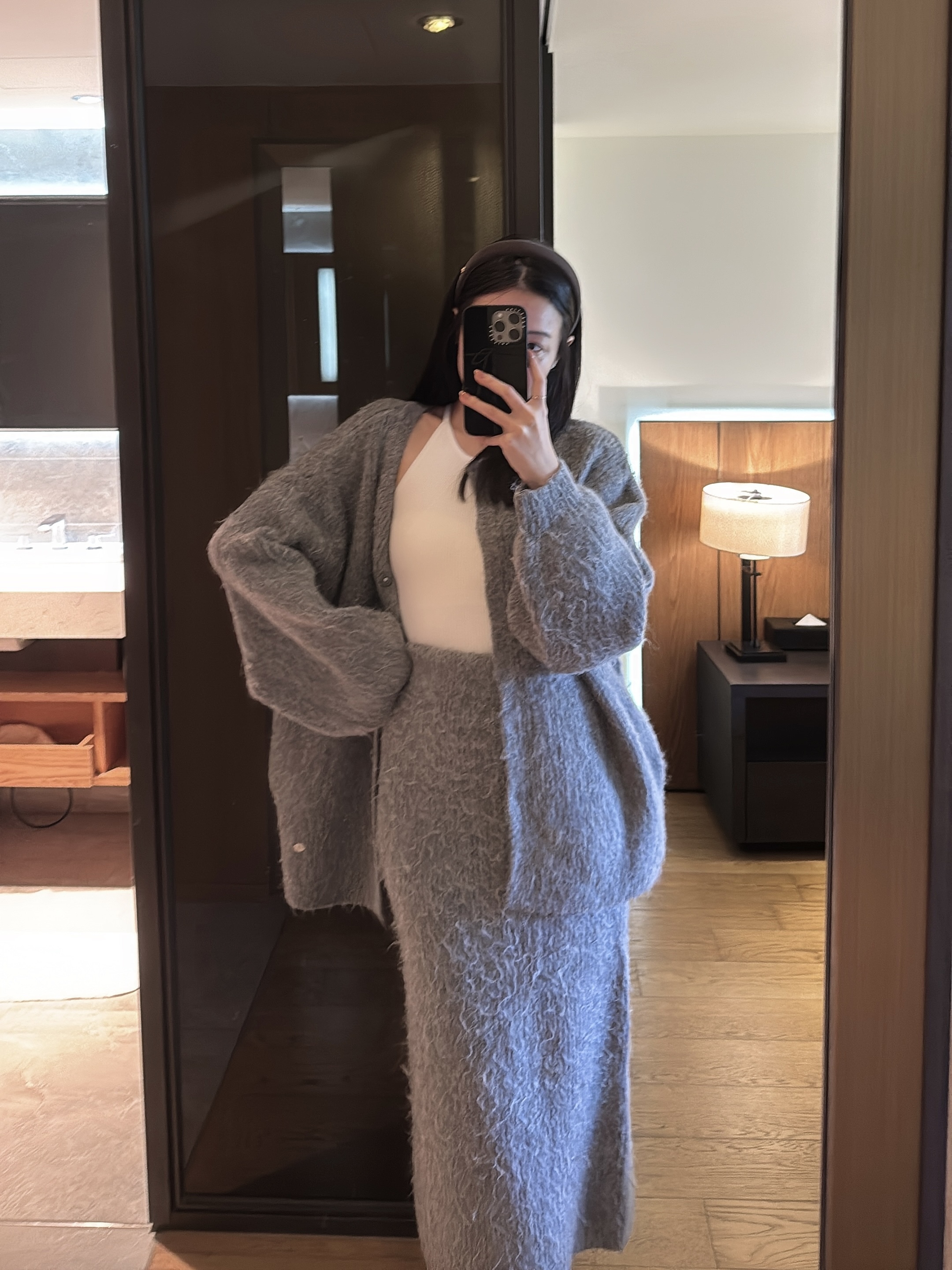 H22 針織套裝 外套+裙（超美淺灰/深灰）