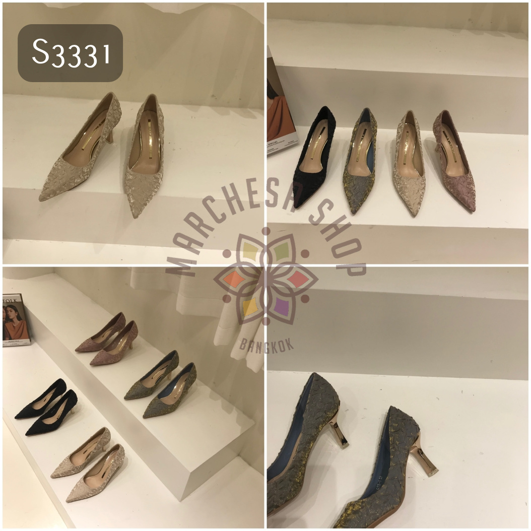 S3331 - 牛皮皺紋尖頭高踭鞋