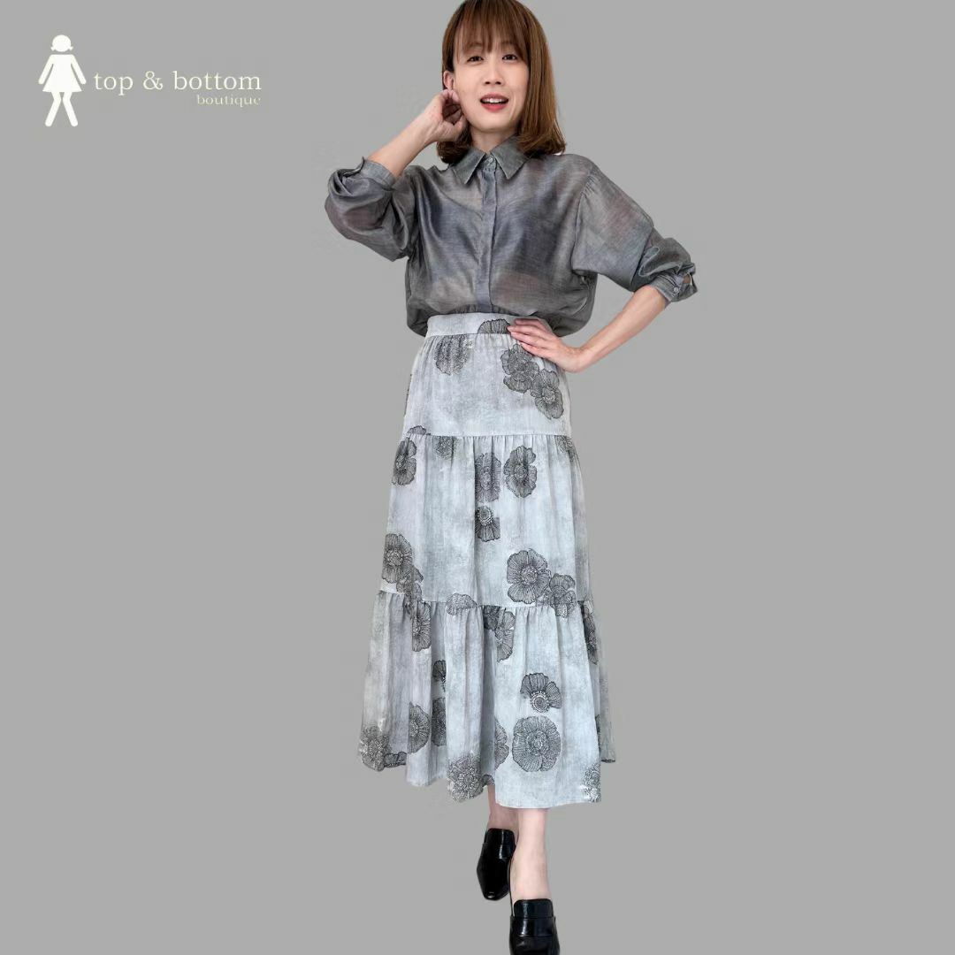 SOFT COTTON TIE-DYE FLORAL MIDI SKIRT