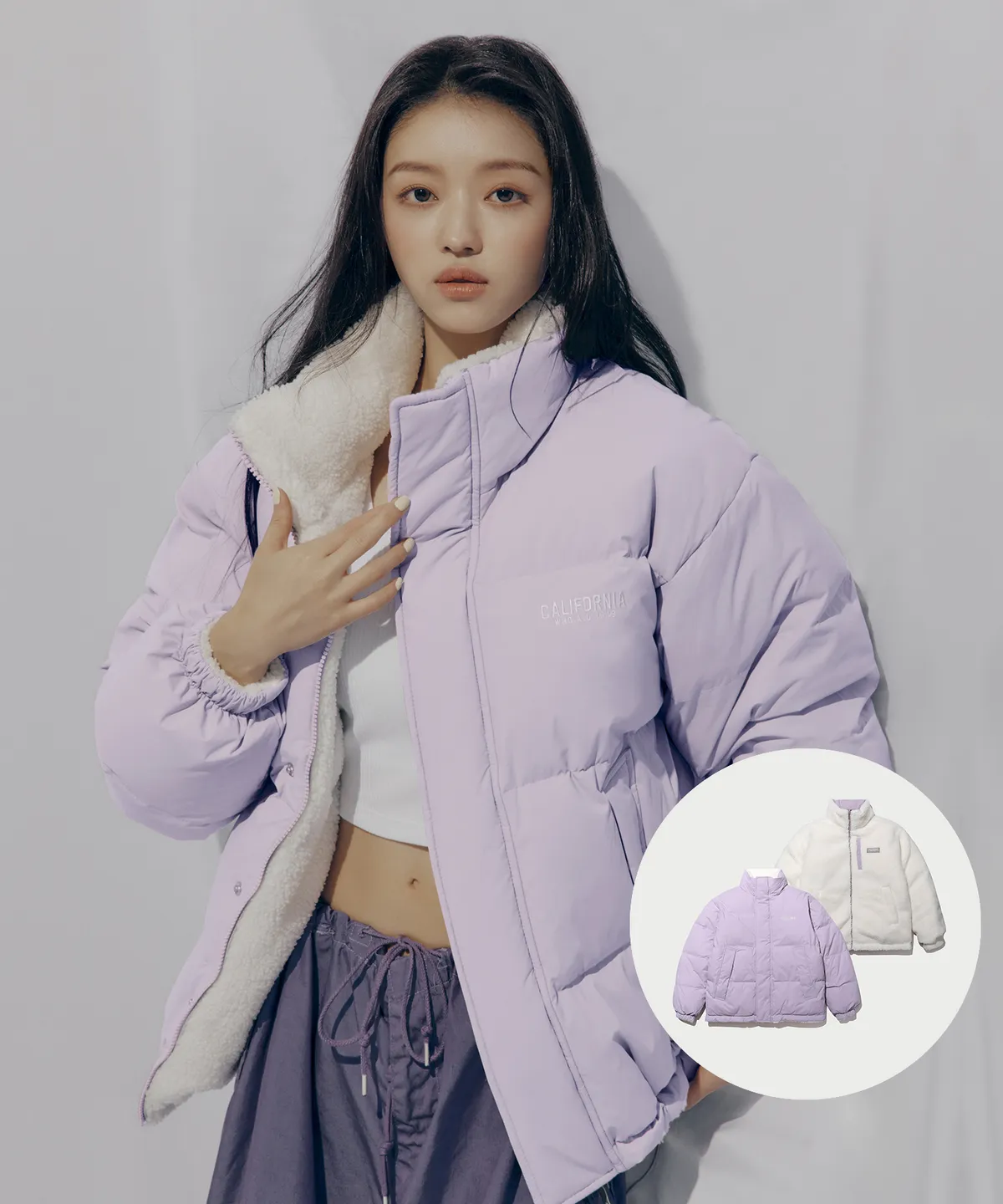 WHO.A.U. 經典款雙面穿 羽絨外套  淺紫限定