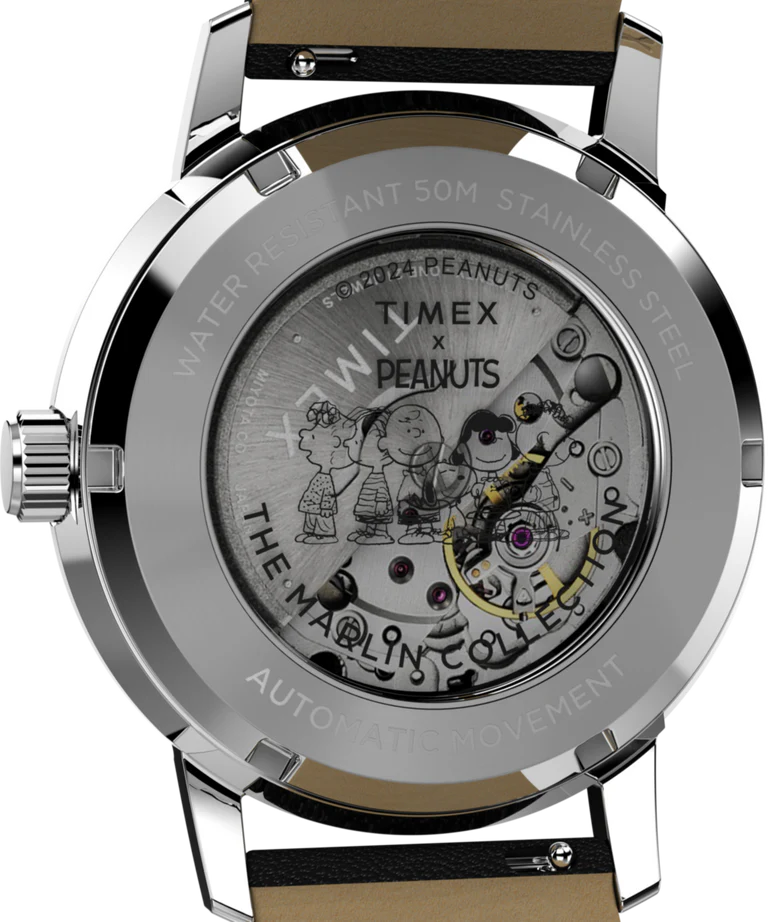 萬年鐘錶 - TIMEX 天美時  Peanuts Marlin 花生史奴比薩克斯風演奏家機械皮革款男錶  TW2W68800  錶徑40MM