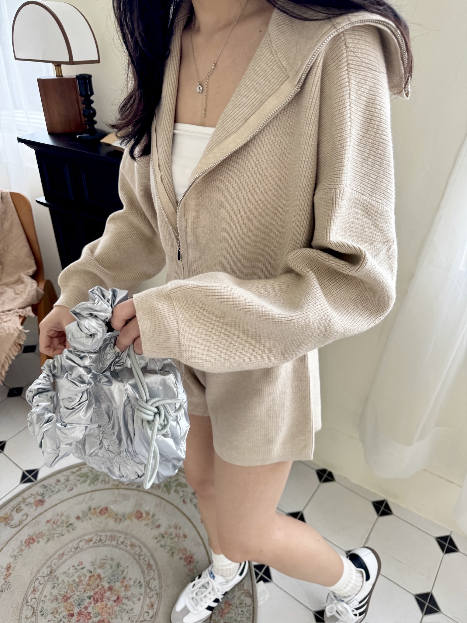 歐美街頭必收翻領毛衣套裝