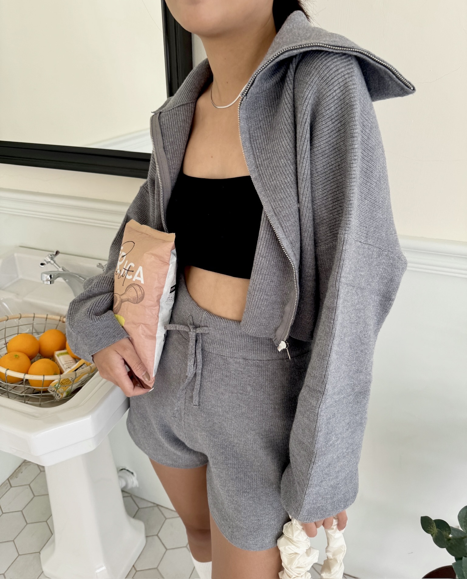 歐美街頭必收翻領毛衣套裝