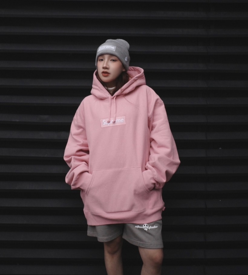 <快速出貨>Supreme Box Logo Hooded Sweatshirt 帽T 粉色