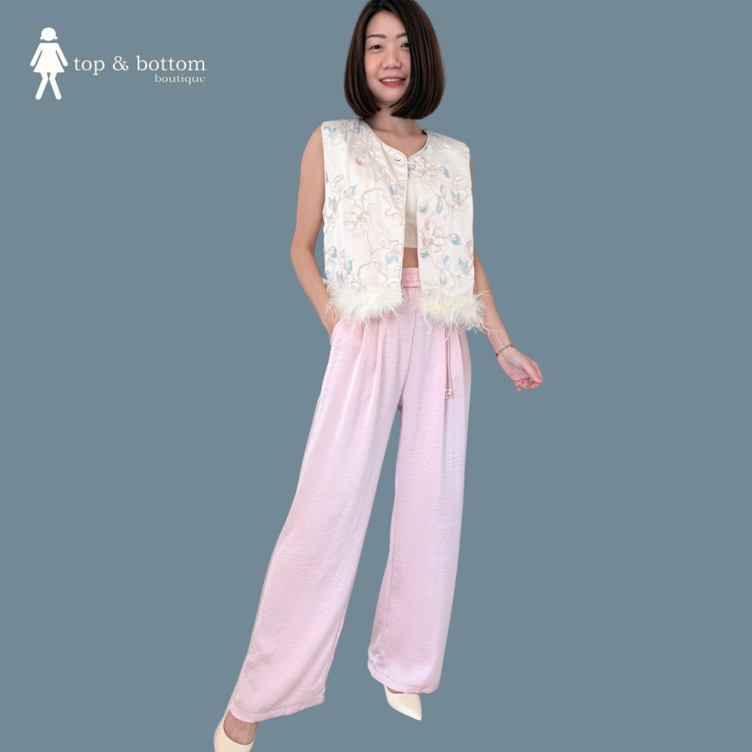 SATIN WIDE LEG LONG PANT