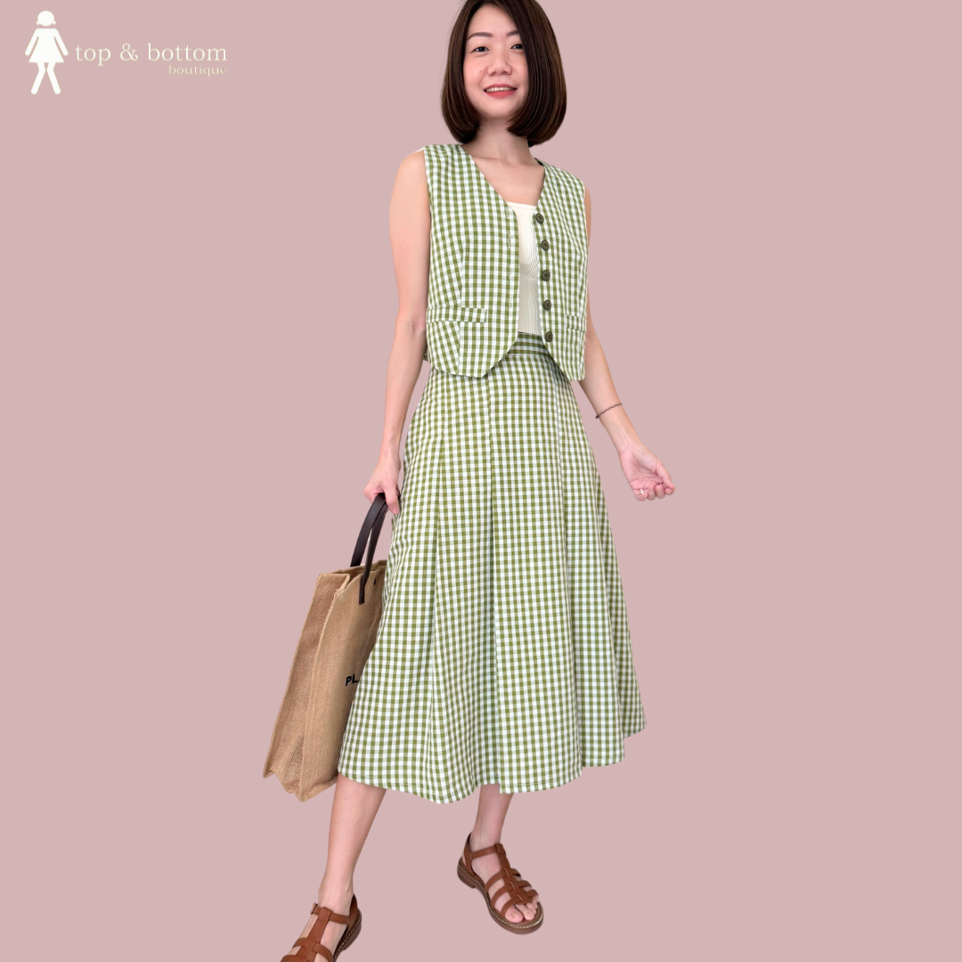 COTTON CHECKED SHORT VEST