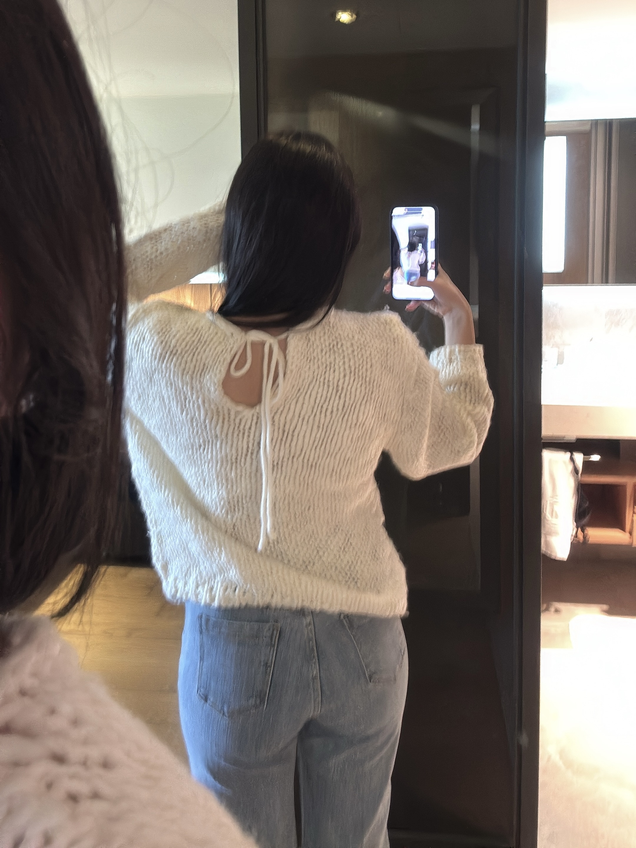 H48 70%軟羊毛 後綁帶針織衫(藍/白/紅/黑)