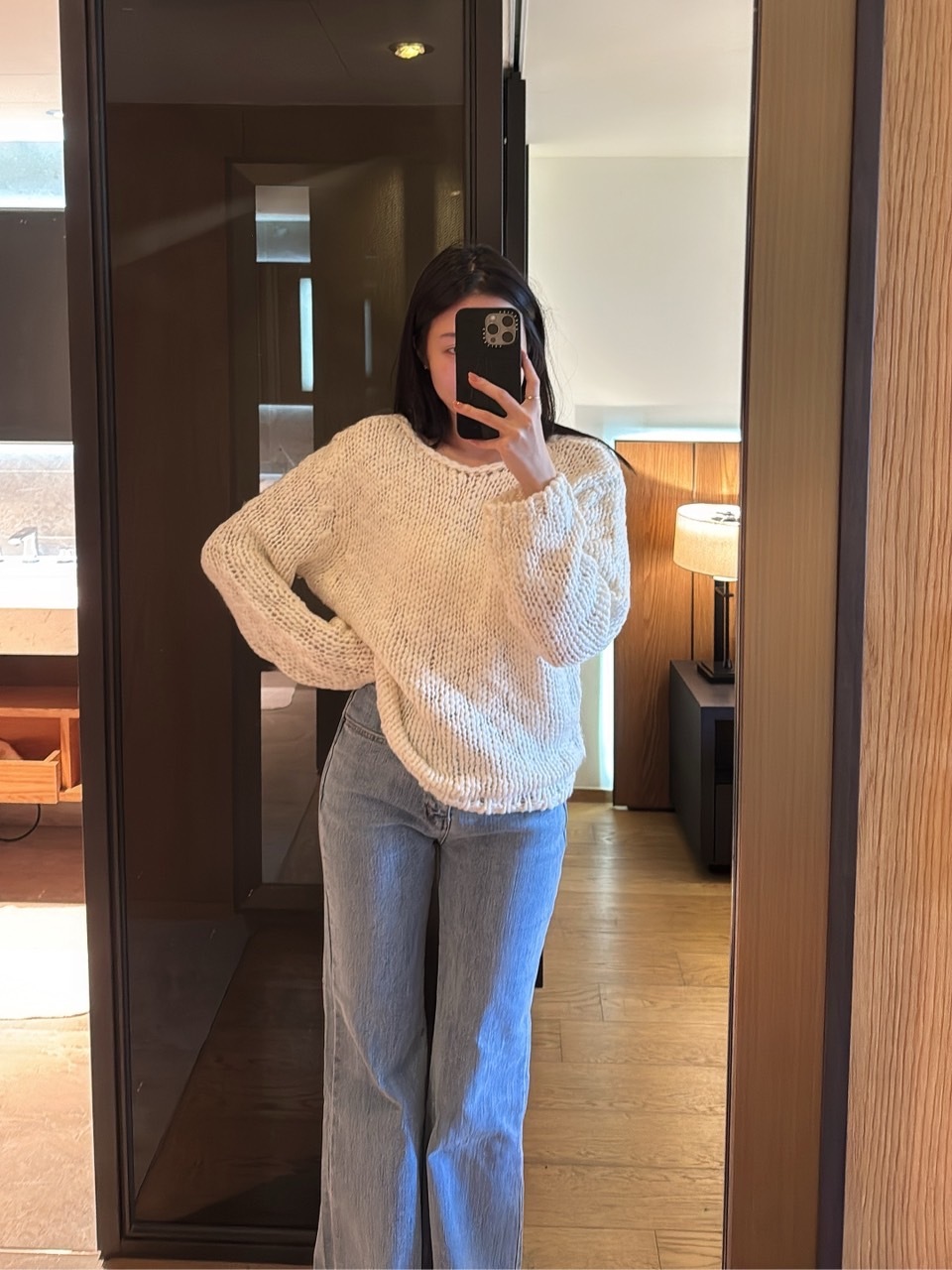 H48 70%軟羊毛 後綁帶針織衫(藍/白/紅/黑)