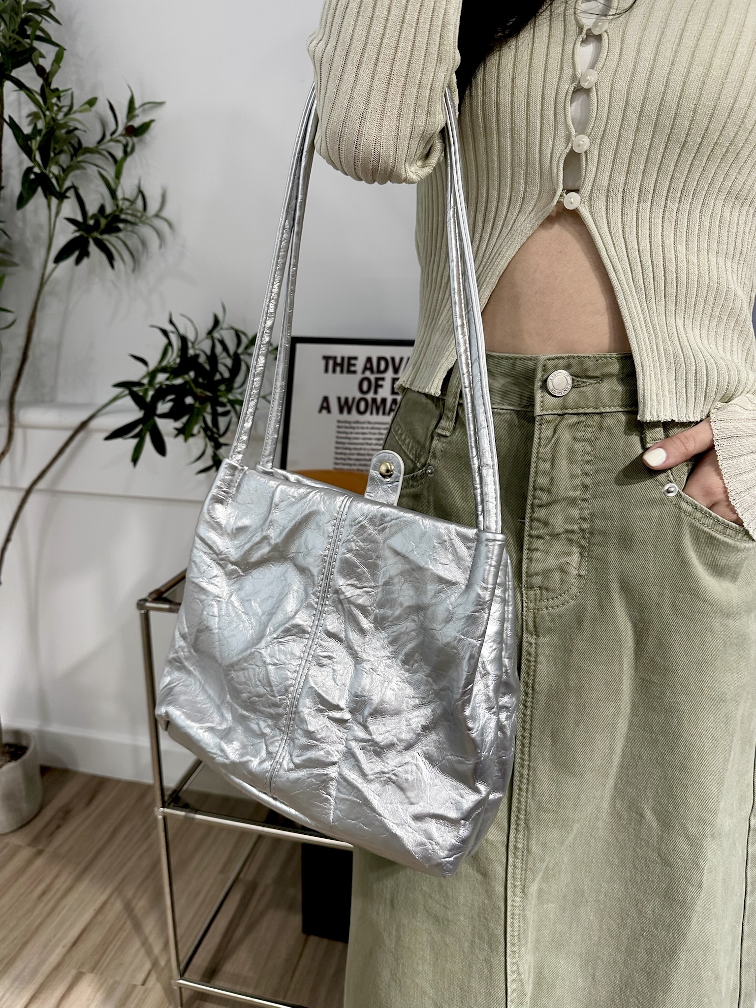 鞣革面氣質肩背包