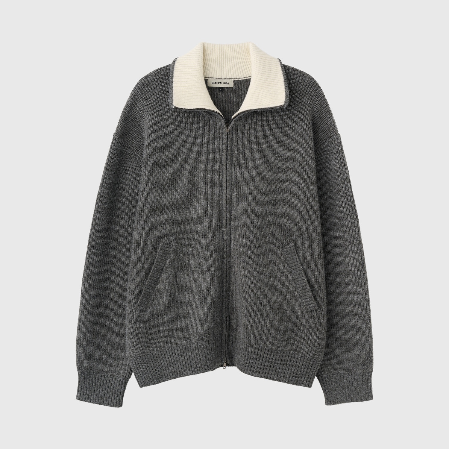 [GENERAL IDEA] MAN HIGH-NECK KNIT ZIP-UP CARDIGAN