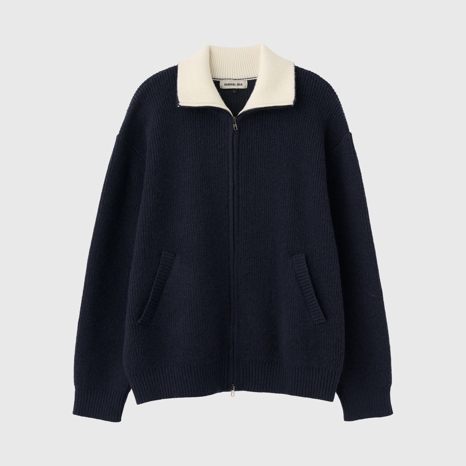 [GENERAL IDEA] MAN HIGH-NECK KNIT ZIP-UP CARDIGAN