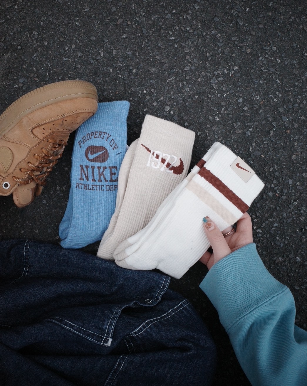 <快速出貨> 今年不能沒有的藍咖配色 NIKE 復古配色長襪
