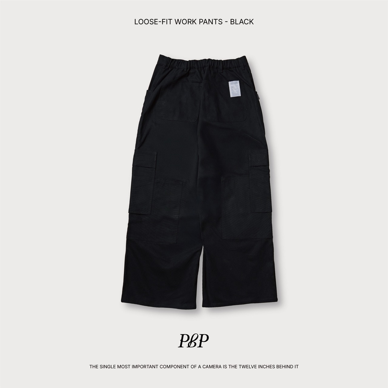 P.B.P - LOOSE-FIT WORK PANTS  - BLACK