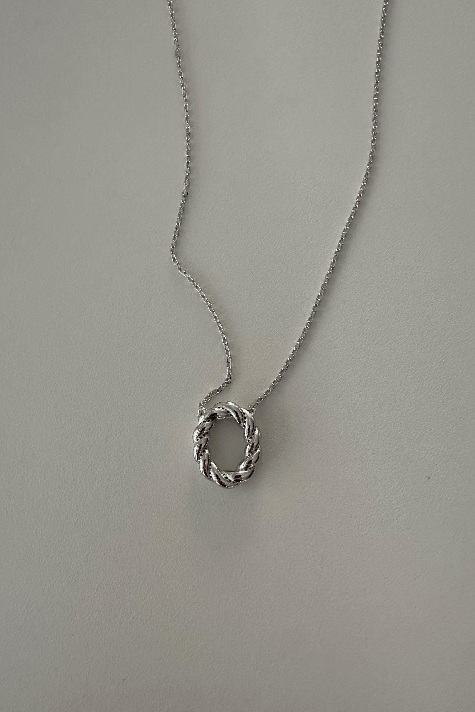 麻花橢圓silver necklace