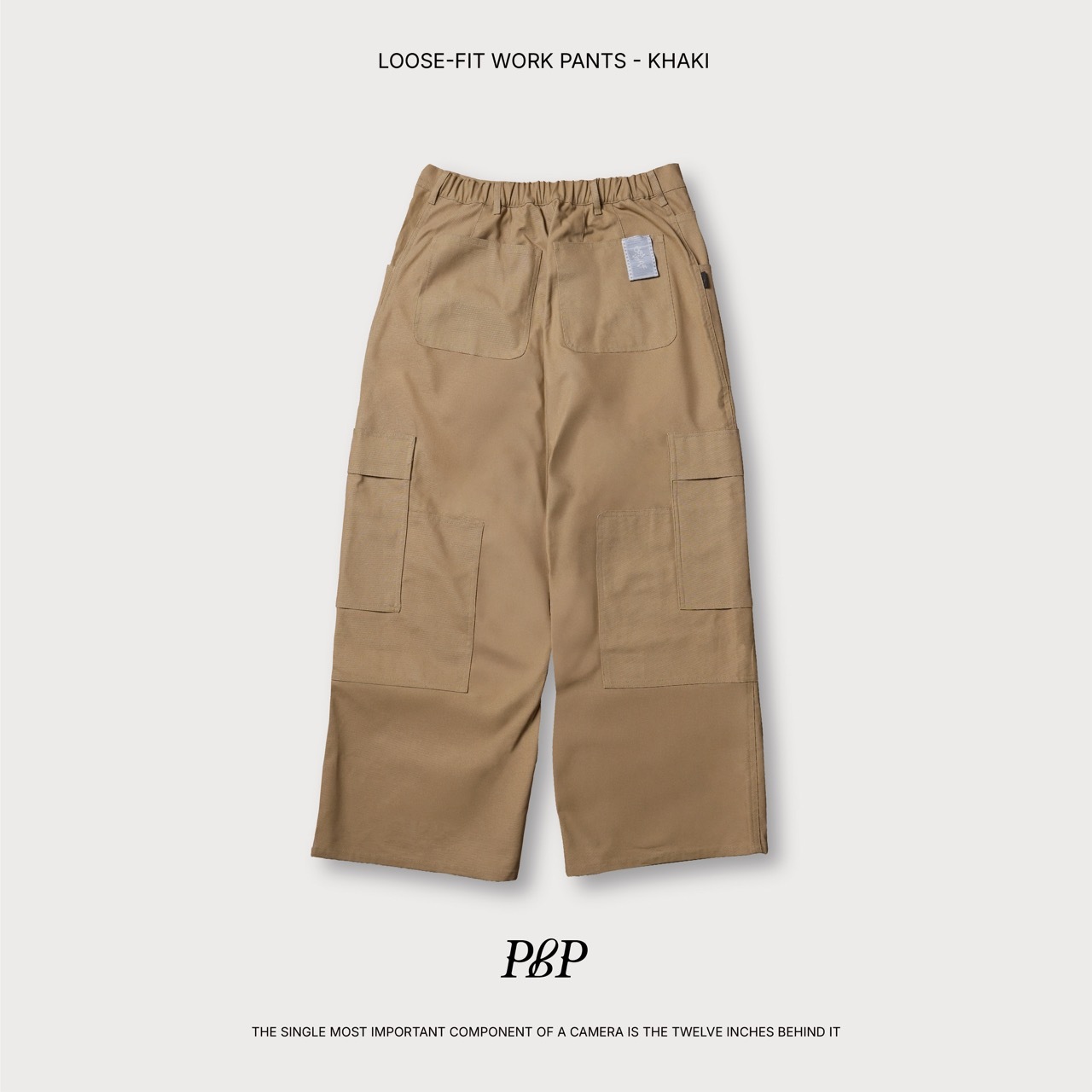 P.B.P - LOOSE-FIT WORK PANTS  - KHAKI