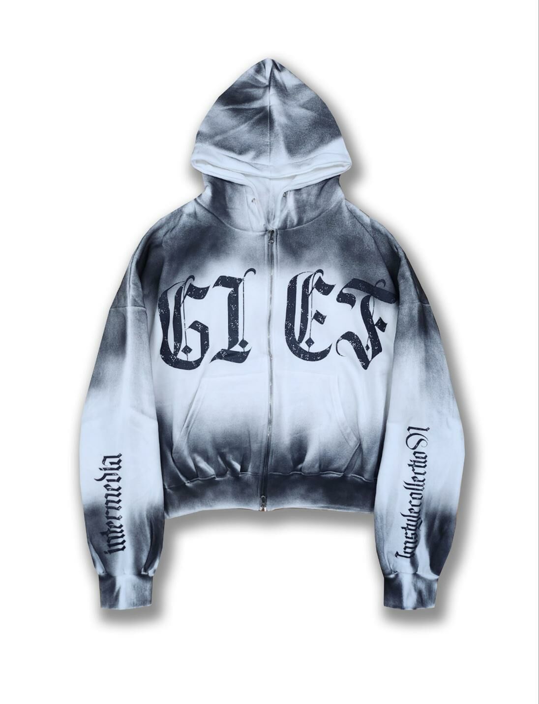 仿污英文字連帽拉鍊外套 JK2601